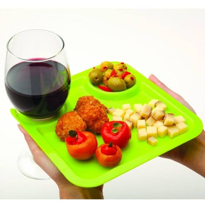 Wine &amp; Food Party Plates – Set of 4 Colorful Stemware Holder Plates Gent Supply Co. 