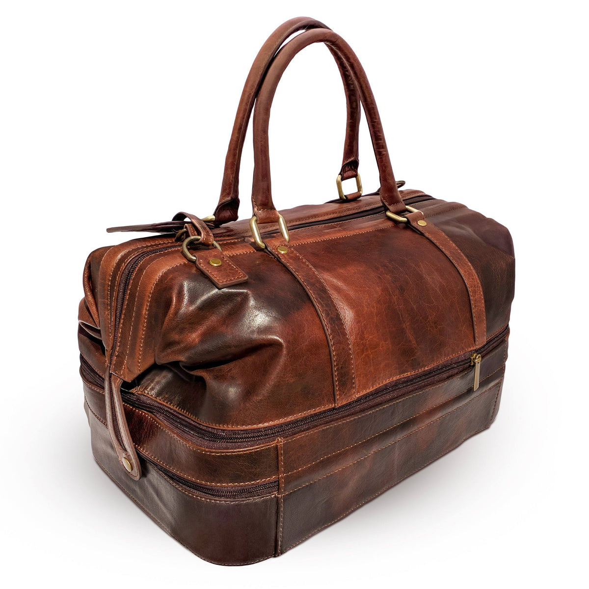 Leather Duffle Bag with Shoe Compartment by Gent Supply Co.