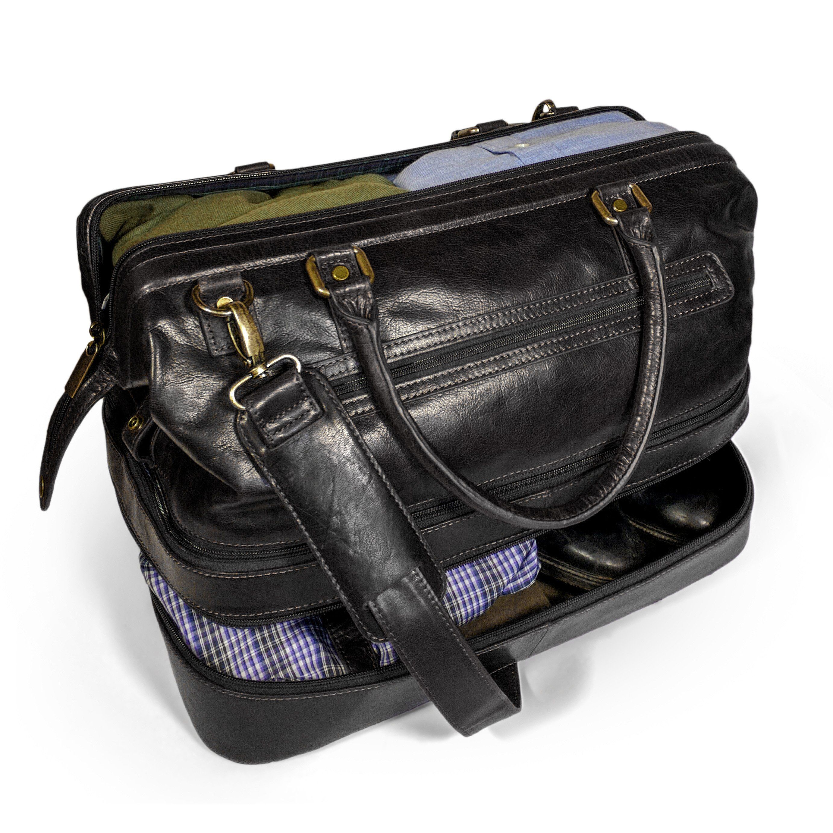 25 Pure Leather Duffle Bag  2 x Shoe Compartments – GrassLander