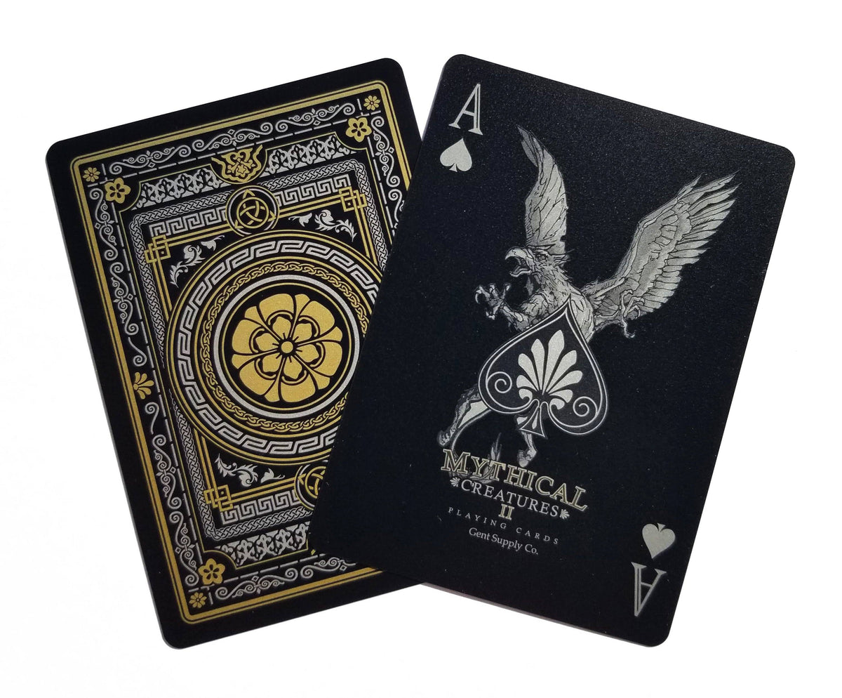 Mythical Creatures II Playing Cards - Black Silver &amp; Gold Edition Gent Supply Co. 