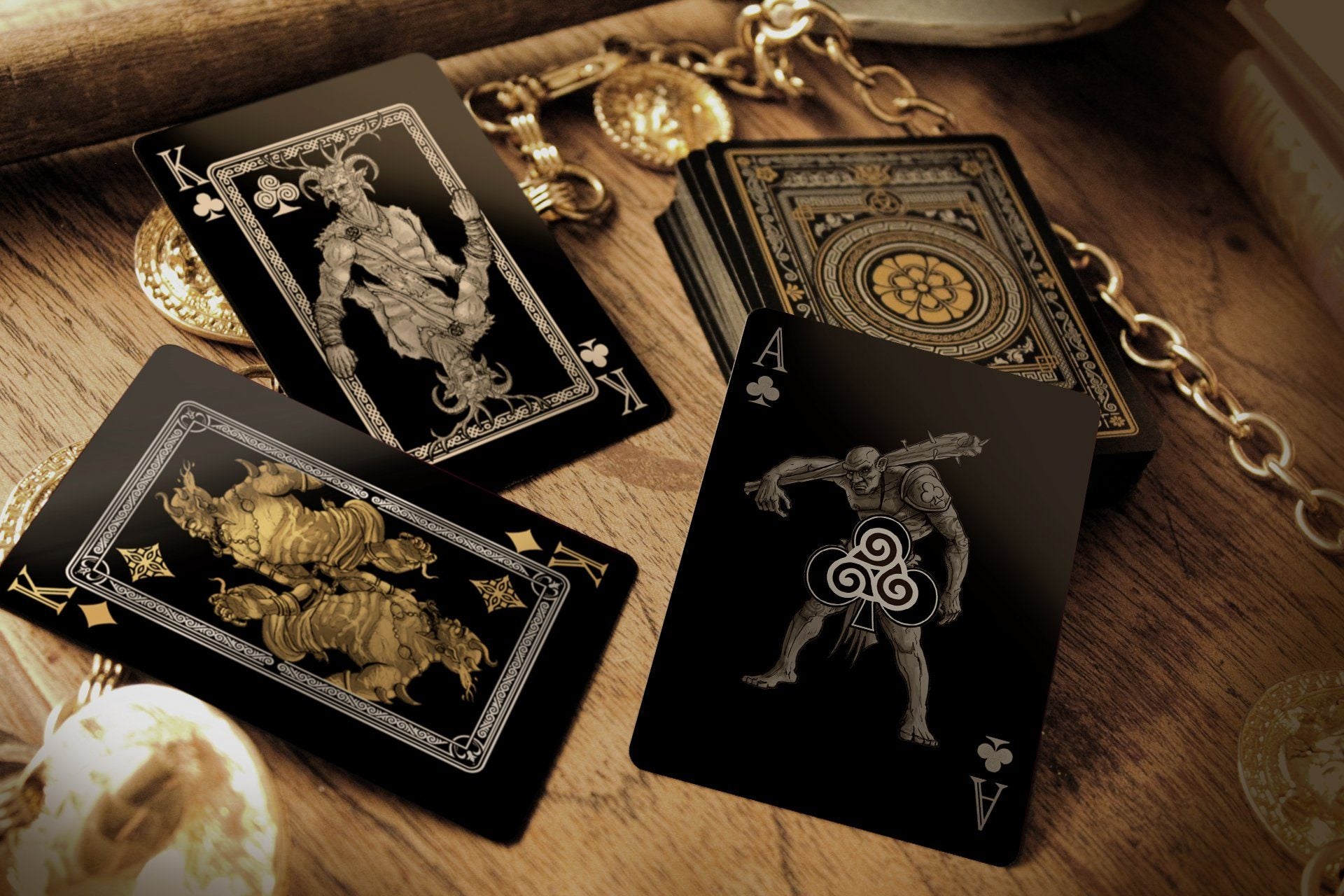 Mythical Creatures II Playing Cards - Black Silver & Gold Edition Gent Supply Co. 