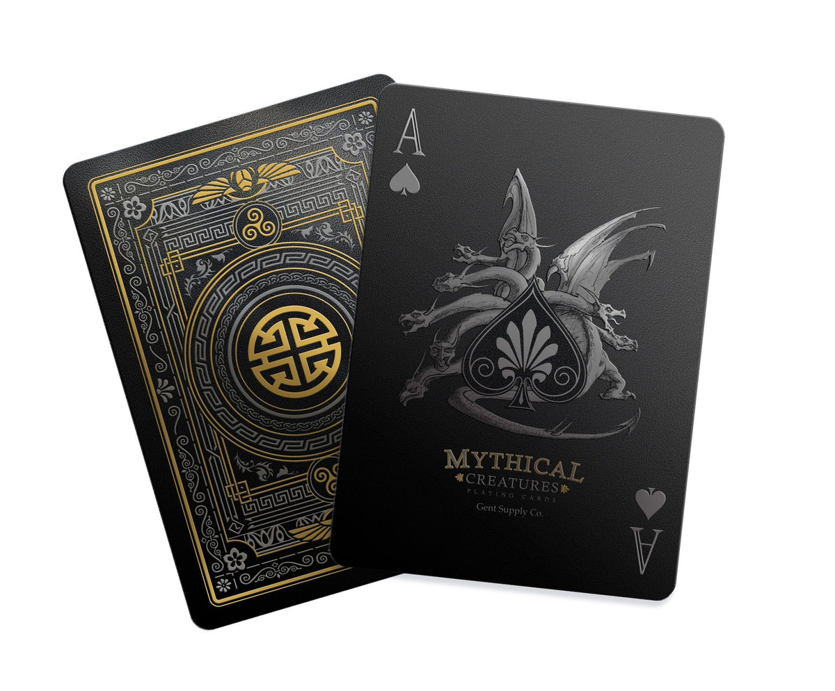 Mythical Creatures Playing Cards - Black Silver &amp; Gold Edition Gent Supply Co. 