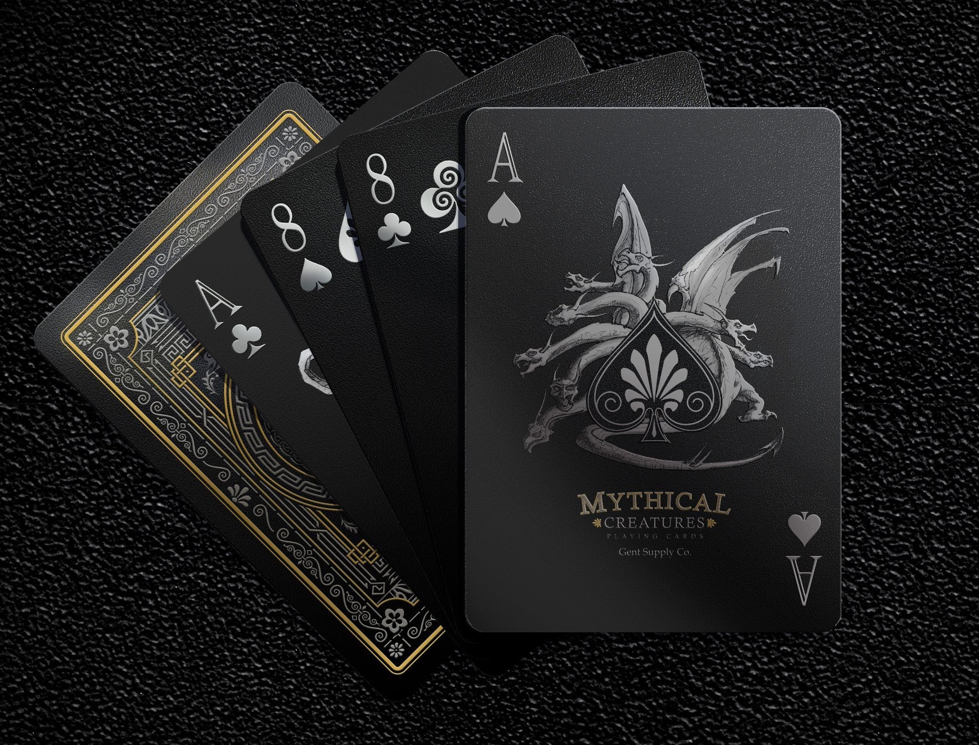 Mythical Creatures Playing Cards - Black Silver & Gold Edition Gent Supply Co. 