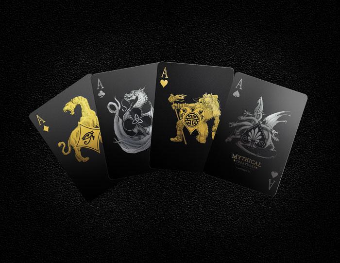 Mythical Creatures Playing Cards - Black Silver & Gold Edition Gent Supply Co. 